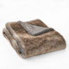 Tini 50x60 Throw Blanket, Rich Brown Faux Fur, One Sided Design