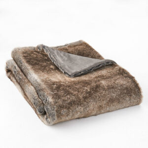 Tini 50x60 Throw Blanket, Rich Brown Faux Fur, One Sided Design