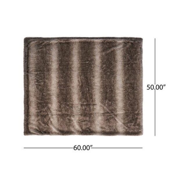 Tini 50x60 Throw Blanket, Rich Brown Faux Fur, One Sided Design