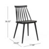 Dining Side Chair Set of 2, Black Polypropylene, Spindle Backrest