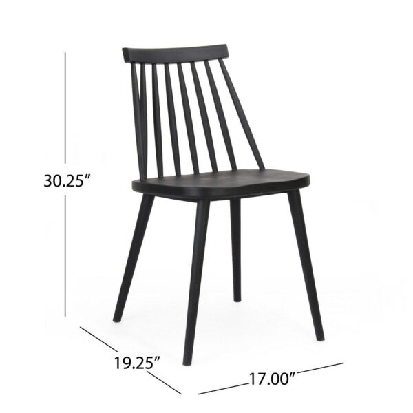 Dining Side Chair Set of 2, Black Polypropylene, Spindle Backrest