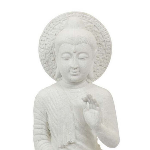 Enlightened Meditating Divine Buddha Statue, White Resin, 14 Inch