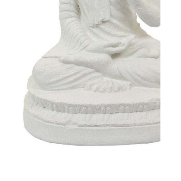 Enlightened Meditating Divine Buddha Statue, White Resin, 14 Inch