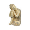 Decorative Resting Buddha Figurine, Antique Beige Resin, 14 Inch