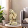 Decorative Resting Buddha Figurine, Antique Beige Resin, 14 Inch