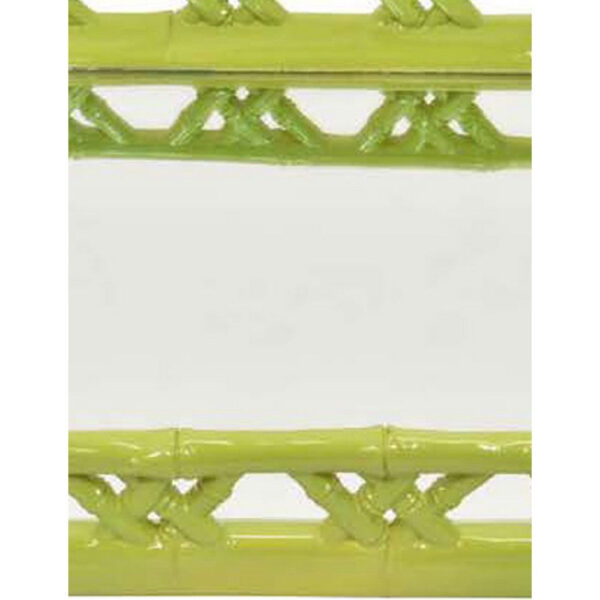 Aeny Accessory Tray with Mirror, 20 Inch, Bamboo Look Lime Green Resin