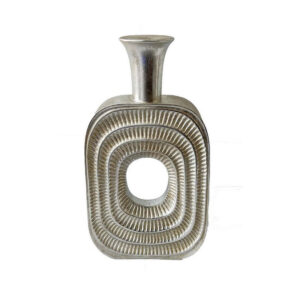 Peny Decorative Flower Vase, 22 Inch, Narrow Neck, Silver Resin Base