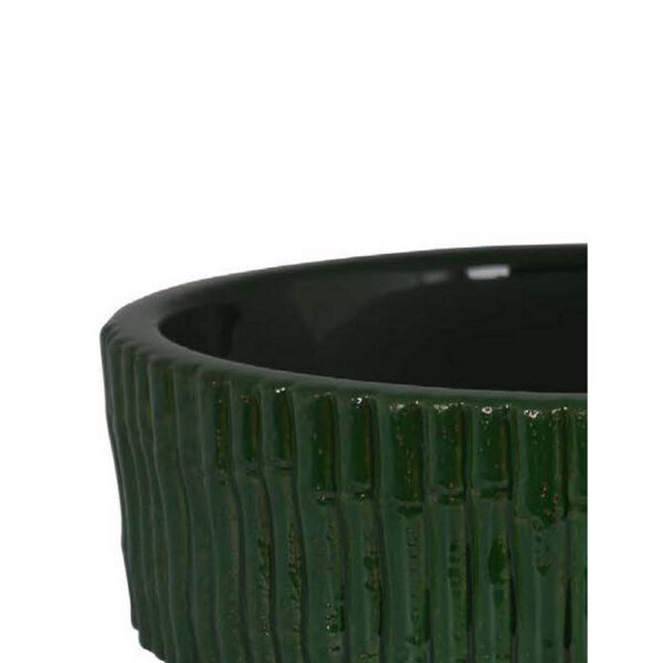 Limy Large Accessory Bowl, 14 Inch Textured, Dark Green Glazed Ceramic