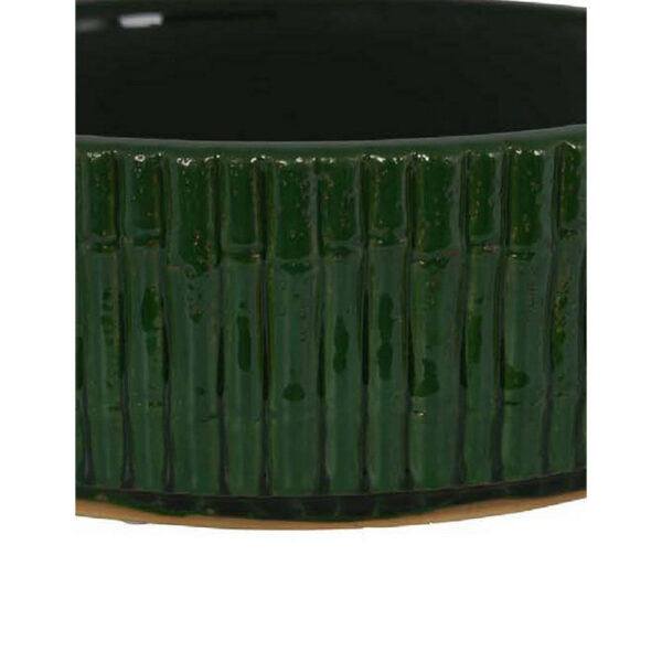 Limy Large Accessory Bowl, 14 Inch Textured, Dark Green Glazed Ceramic