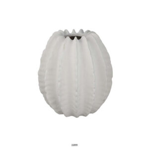 Velz Decorative Flower Vase, 12 Inch Round Shape, Matte White Ceramic