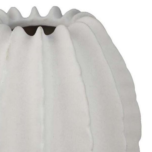 Velz Decorative Flower Vase, 12 Inch Round Shape, Matte White Ceramic