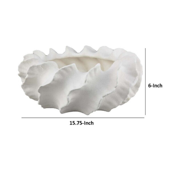 Velz Decorative Planter, 16 Inch Wavy Edge, Matte White Ceramic