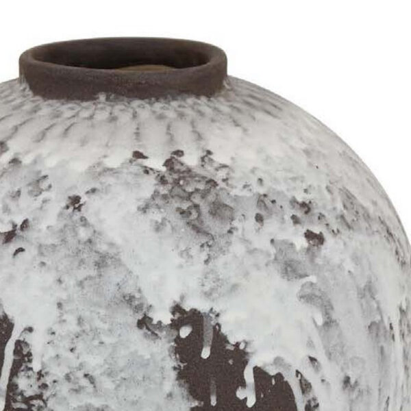 Gezy Decorative Flower Vase, 15 Inch Bulb Shape, Brown White Ceramic