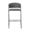 Zoy Barstool Chair Set of 2, Gray Faux Leather Padded, Chrome Iron
