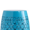 Glena Garden Stool Side Table, Blue Powder Coated Iron, Cutout 12 Inch