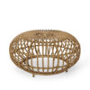 Tawa Outdoor Coffee Table, Light Brown Open Faux Rattan, 30 Inch