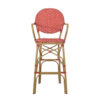 Lyam Set of 2 Outdoor Barstool Chair, Red Woven Wicker, Brown Aluminum