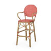Lyam Set of 2 Outdoor Barstool Chair, Red Woven Wicker, Brown Aluminum