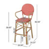Lyam Set of 2 Outdoor Barstool Chair, Red Woven Wicker, Brown Aluminum