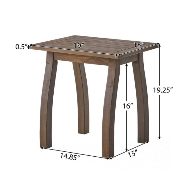 Bang Outdoor Accent Table, 19 Inch, Gray Acacia Wood Slatted Top