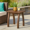 Bang Outdoor Accent Table, 19 Inch, Gray Acacia Wood Slatted Top
