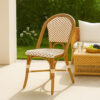 Bo Outdoor Bistro Chair Set of 2, White and Brown Faux Rattan, Metal