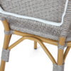 Outdoor Bistro Chair Set of 2, Gray Faux Rattan, Natural Brown Metal