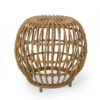 Outdoor Side Table, Open Design, 20 Inch Light Brown Woven Wicker