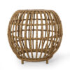 Outdoor Side Table, Open Design, 20 Inch Light Brown Woven Wicker