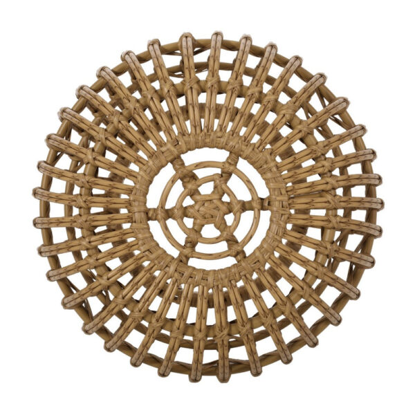 Outdoor Side Table, Open Design, 20 Inch Light Brown Woven Wicker