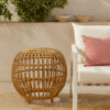 Outdoor Side Table, Open Design, 20 Inch Light Brown Woven Wicker