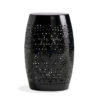 Glena Outdoor End Table, Intricate Lace Cut Design, 12 Inch Black Iron