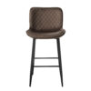 Aniya Bar Stool Chair Set of 2, Black Angled Metal Legs, Brown Velvet