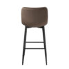 Aniya Bar Stool Chair Set of 2, Black Angled Metal Legs, Brown Velvet