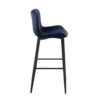 Aniya Bar Stool Chair Set of 2, Black Metal Legs, Dark Blue Velvet