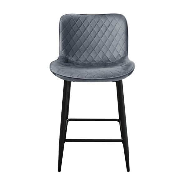 Aniya Counter Stool Chair Set of 2, Black Metal Leg, Dark Gray Velvet