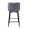 Aniya Counter Stool Chair Set of 2, Black Metal Leg, Dark Gray Velvet