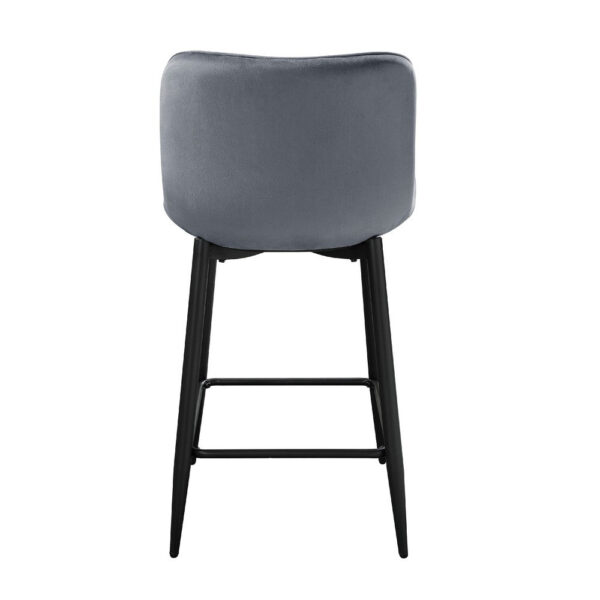 Aniya Counter Stool Chair Set of 2, Black Metal Leg, Dark Gray Velvet