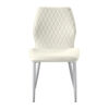 Bailey Dining Side Chair Set of 2, White Metal, Beige Quilted Velvet