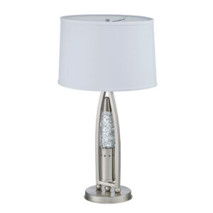 Danie Table Lamp, 4 Way Switch, Clear Glass Tube, Silver Metal 28 Inch