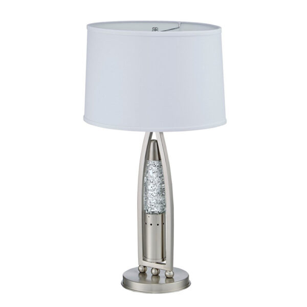 Danie Table Lamp, 4 Way Switch, Clear Glass Tube, Silver Metal 28 Inch