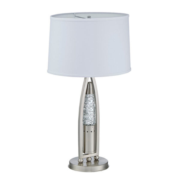 Danie Table Lamp, 4 Way Switch, Clear Glass Tube, Silver Metal 28 Inch