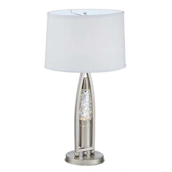 Danie Table Lamp, 4 Way Switch, Clear Glass Tube, Silver Metal 28 Inch
