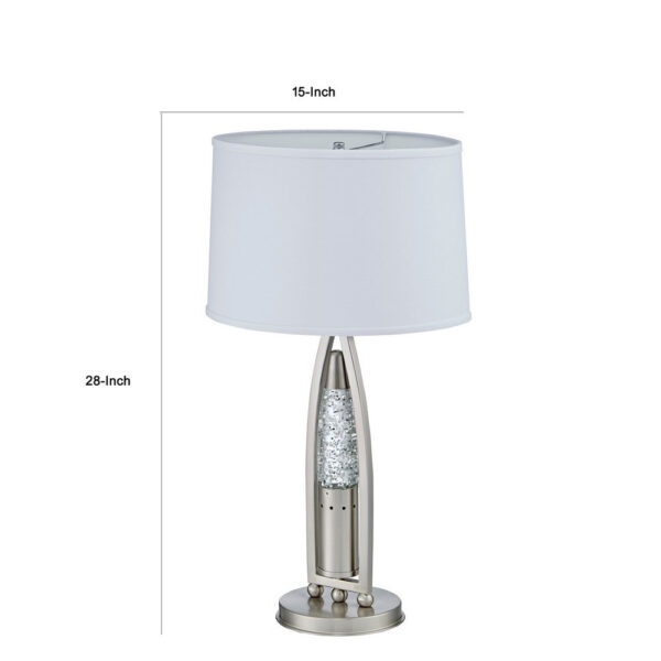 Danie Table Lamp, 4 Way Switch, Clear Glass Tube, Silver Metal 28 Inch