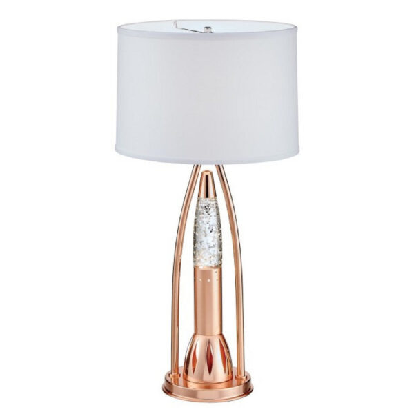 Gerry Table Lamp with 3 Bulb 4 Way Socket Switch, Copper Metal 30 Inch