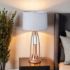 Gerry Table Lamp with 3 Bulb 4 Way Socket Switch, Copper Metal 30 Inch