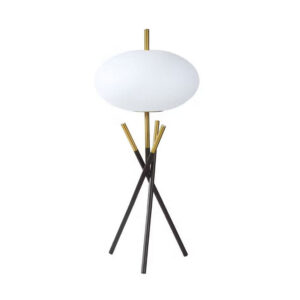 Azy Table Lamp, Frosted White Shade, Tripod Base, Black Gold, 30 Inch