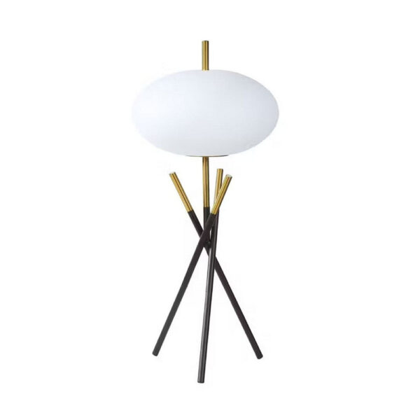 Azy Table Lamp, Frosted White Shade, Tripod Base, Black Gold, 30 Inch