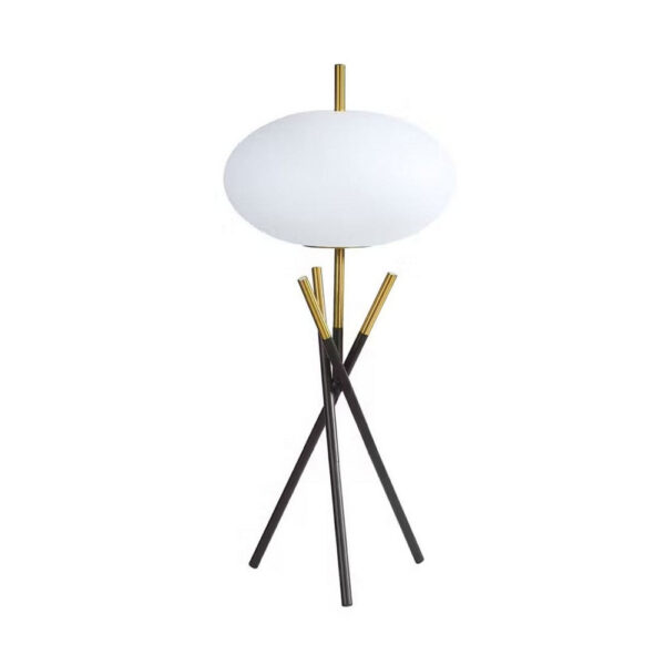 Azy Table Lamp, Frosted White Shade, Tripod Base, Black Gold, 30 Inch