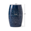 Glena Side End Table, Barrel Shape Lace Cut Design, Blue Iron 12 Inch
